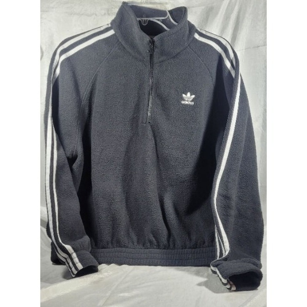 Adidas 3-Stripe Primegreen Quarter Zip Fleece‎ Pullover - Black - Sz 34 165/80A